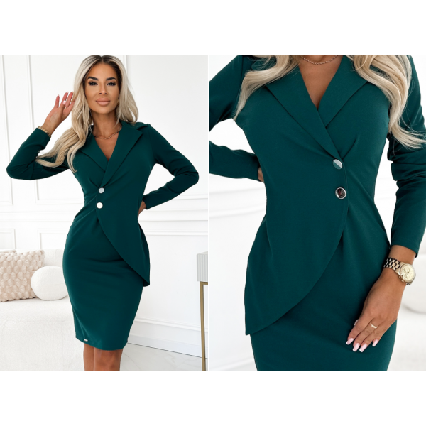 Haljina s dekolteom, gumbima i ovratnikom